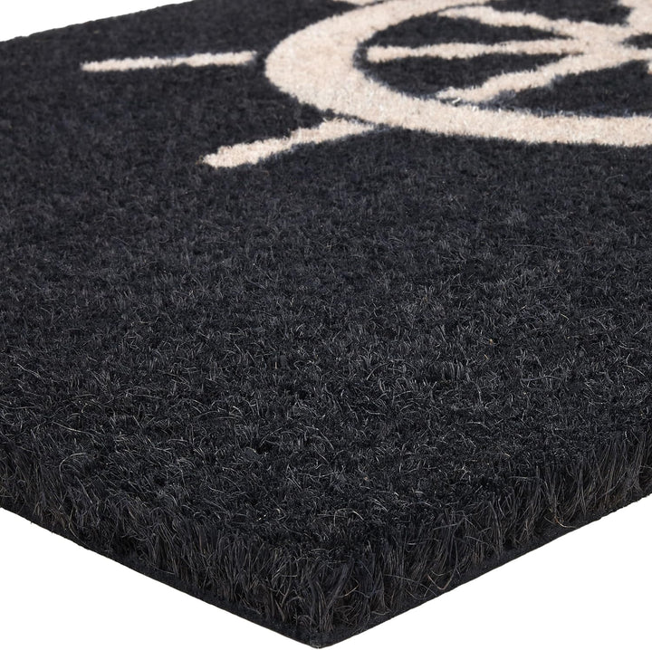 BRUBAKER Fussmatte für Aussen und Innen - Steuerrad Blau Weiss - 45 x 75 cm Schmutzfangmatte aus Kok