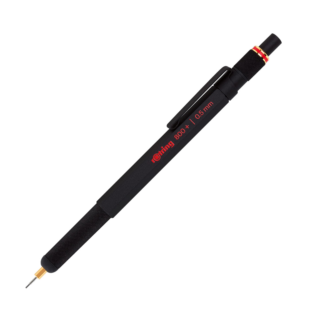 rOtring 800+ Druckbleistift mit Stylus für Touchscreen | 0,5 mm | schwarzer Schaft Mattschwarz 0,5 m