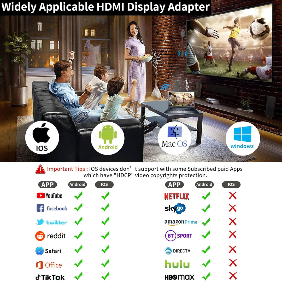 AT-MIZHI Wireless HDMI Dongle für Miracast - 4K HD Display WiFi Adapter für Streaming from Smartphon