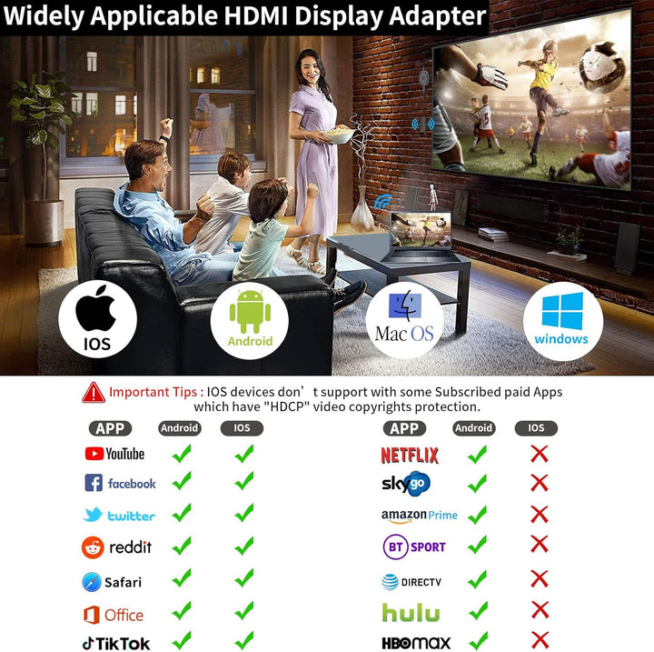 AT-MIZHI Wireless HDMI Dongle für Miracast - 4K HD Display WiFi Adapter für Streaming from Smartphon