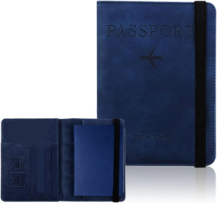 PORRASSO Reisepasshülle Reisezubehör mit RFID-Blocker Schutzhülle Tasche für Kreditkarten Kunstleder