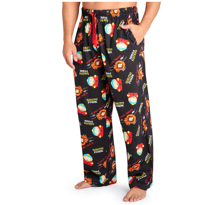 South Park Herren Lang Pyjamahose - bequemer Schlafanzug S Schwarz/Multi, S Schwarz/Multi