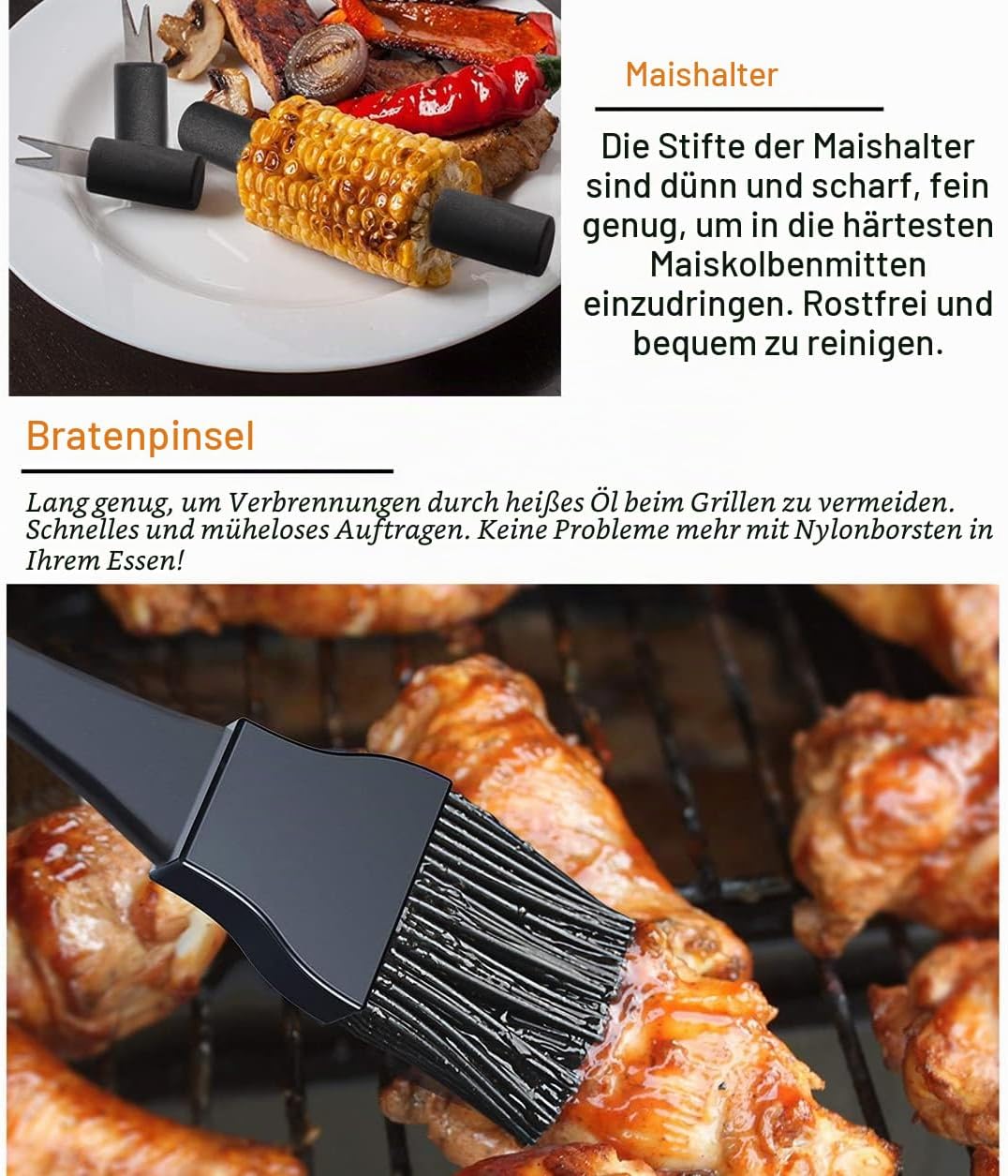 grilljoy Grillbesteck Set 24-teilig aus Edelstahl mit Aluminiumkoffer – Hitzebeständige Griffe &amp; rut