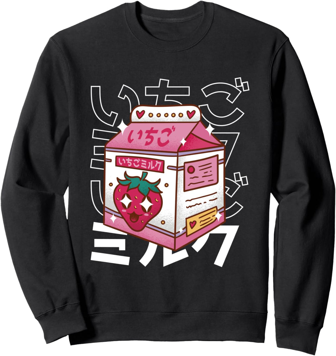 Retro 90s Japanischer Kawaii Erdbeermilch Shake Sweatshirt