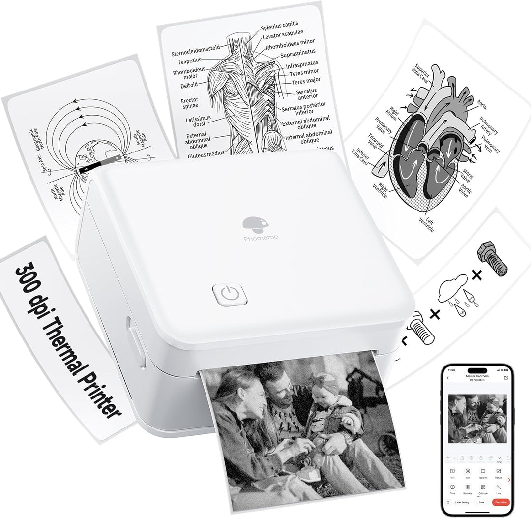 Phomemo M02 Pro 300 DPI Taschendrucker Mini Thermo Fotodrucker für Handy, Sticker Drucker, Kompatibe