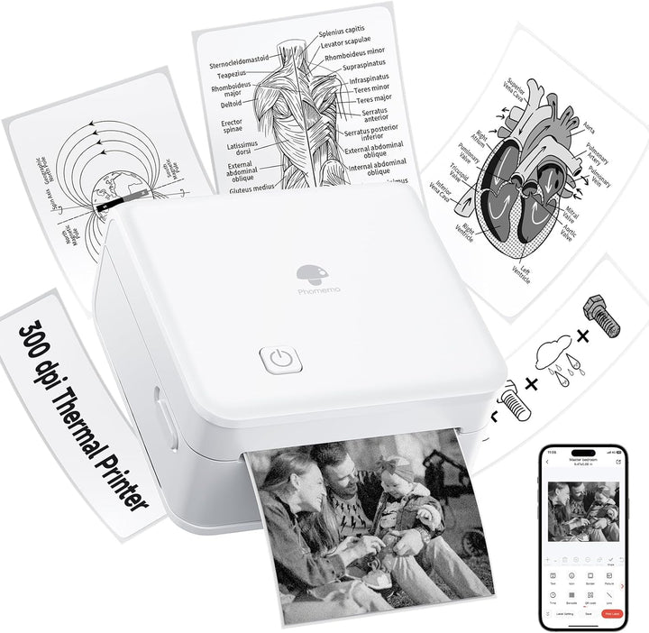 Phomemo M02 Pro 300 DPI Taschendrucker Mini Thermo Fotodrucker für Handy, Sticker Drucker, Kompatibe