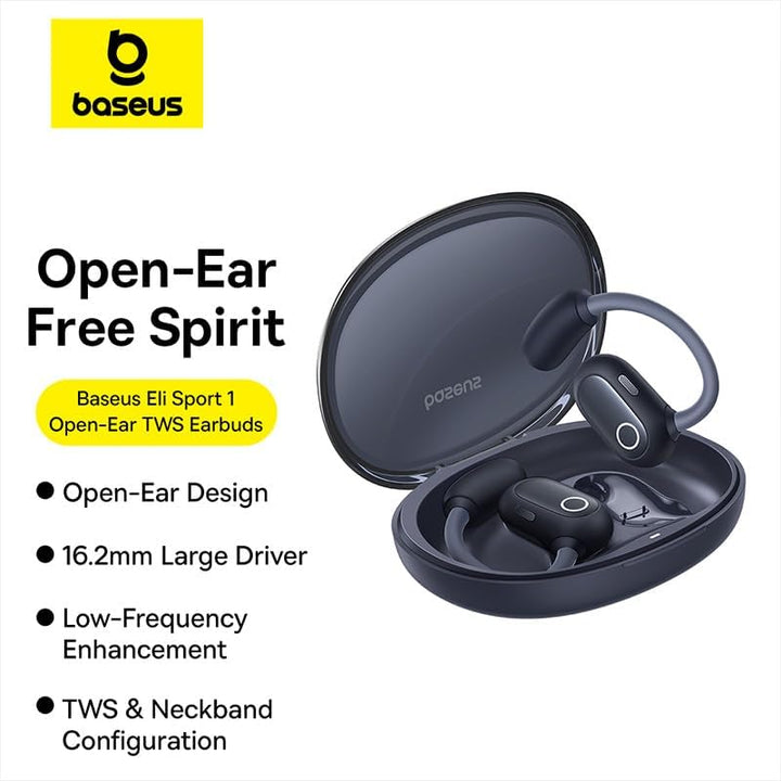 Baseus Eli Sport 1 Open-Ear TWS Auriculares Inalámbricos Abiertos Con Escuche de Carga Negros