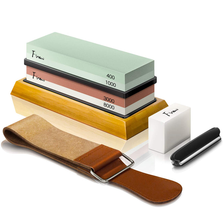 Schleifstein Set, Finew Professional Wetzstein, Prämie Doppelseitiger Körnung 400/1000 3000/8000 Abz