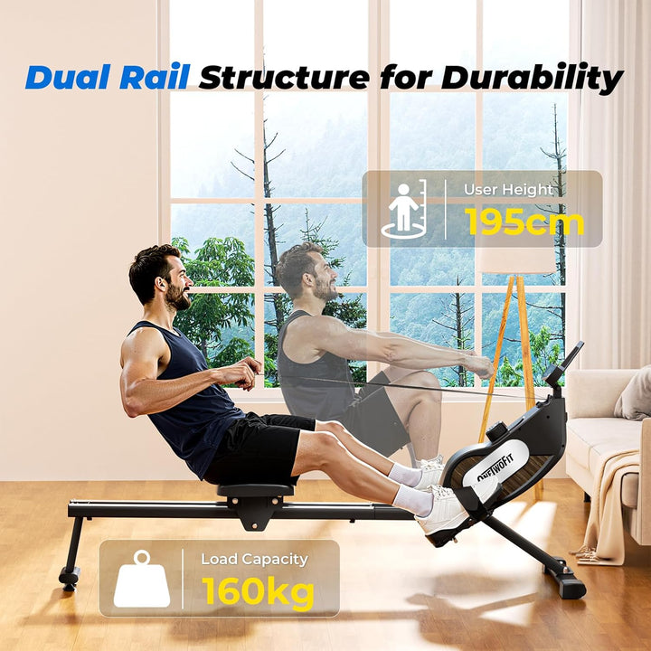 ONETWOFIT Rudergerät Für Zuhause Klappbar Pro, Stepper Für Zuhause, 16 Stufen des Stillen Widerstand