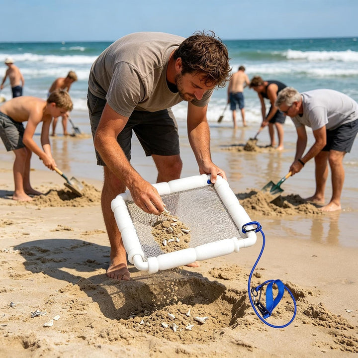 Shark Teeth Sifter for Beach Floating Screen with Wrist Strap | Muschelsieb für Garten, Meer, Ufer,