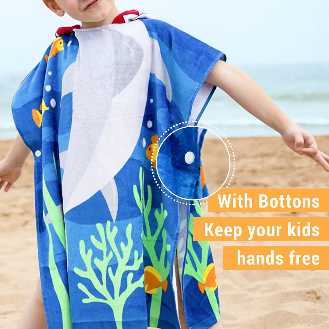 BANGSAUR Kinder Strand Pool Bad Kapuze Poncho Handtuch, 100 Baumwolle Surf Wickeltücher Wickel, Baby