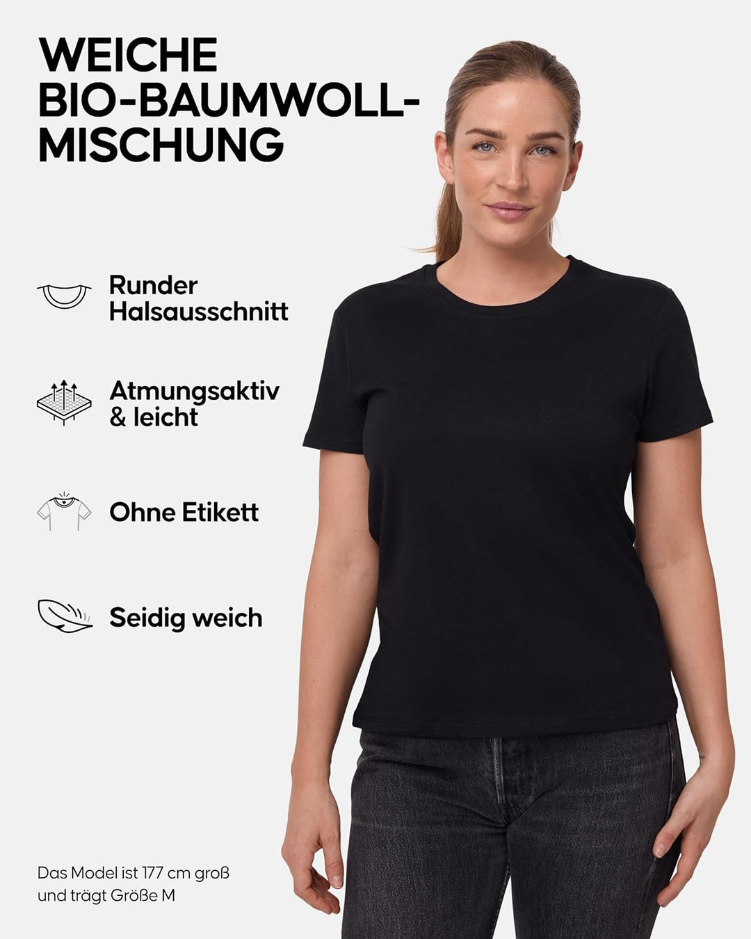 DANISH ENDURANCE Kurzarm Tshirt Damen aus Modal & Bio-Baumwolle, Rundhals- oder V-Ausschnitt, Atmung