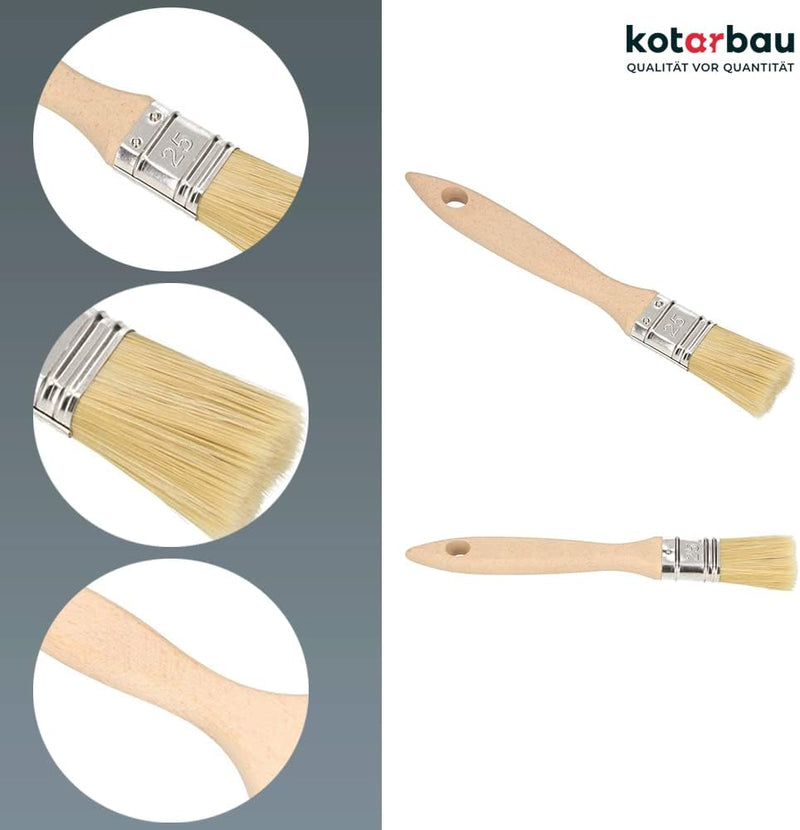 KOTARBAU® Farbpinsel Mit Holzgriff 25 mm 50 St. Alle Grössen Flachpinsel Beizen Lasur Farben Malerpi