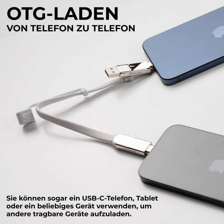inCharge Rolling Square XL 30 cm - USB-C-Kabel, Universal-Smartphone-Kabel, Geschenk für Männer, 6-i