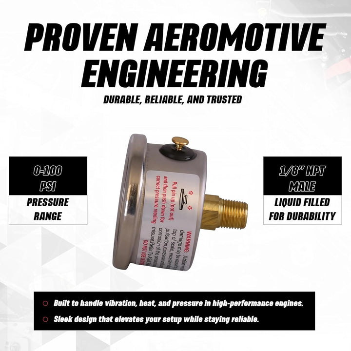 Aeromotive 15633 Kraftstoffdruckmessgerät, 0 bis 100 psi