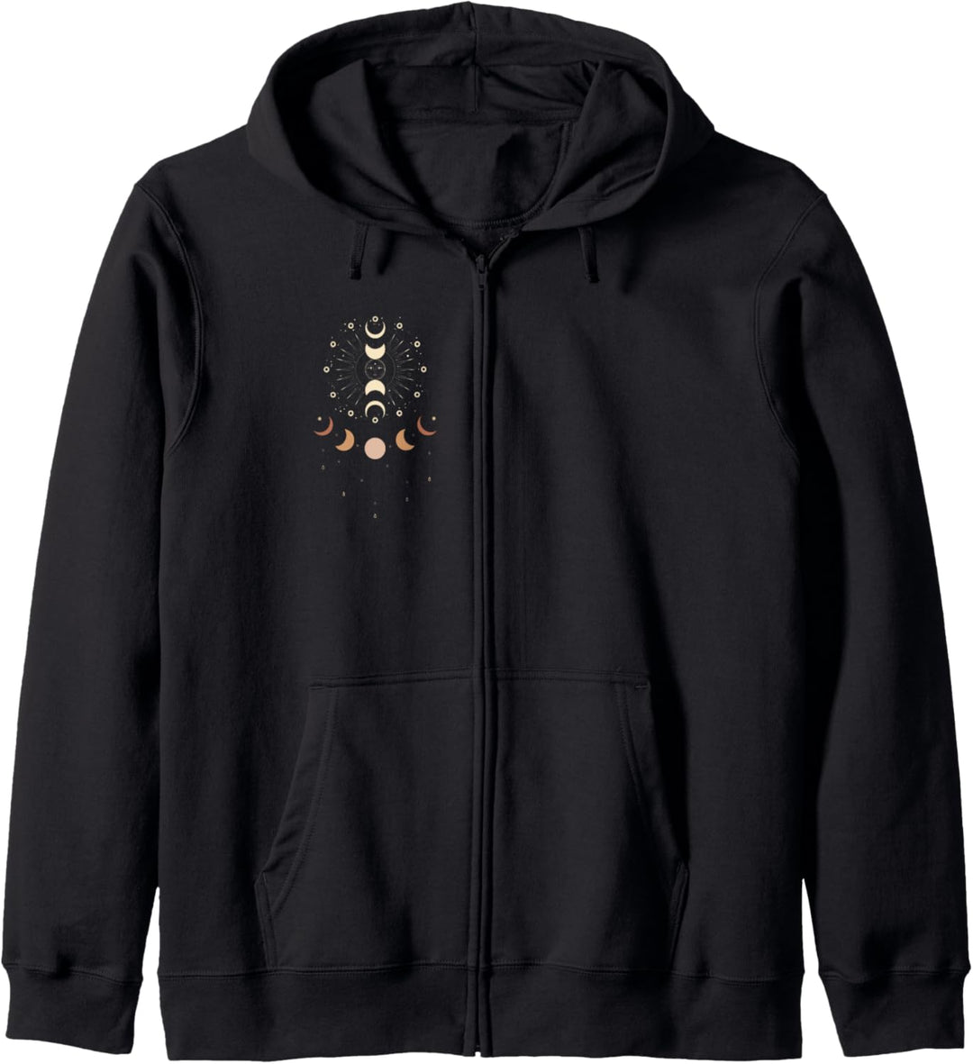 Okkultes Symbol mit Sonne, Mond, magisches spirituelles Kapuzenjacke