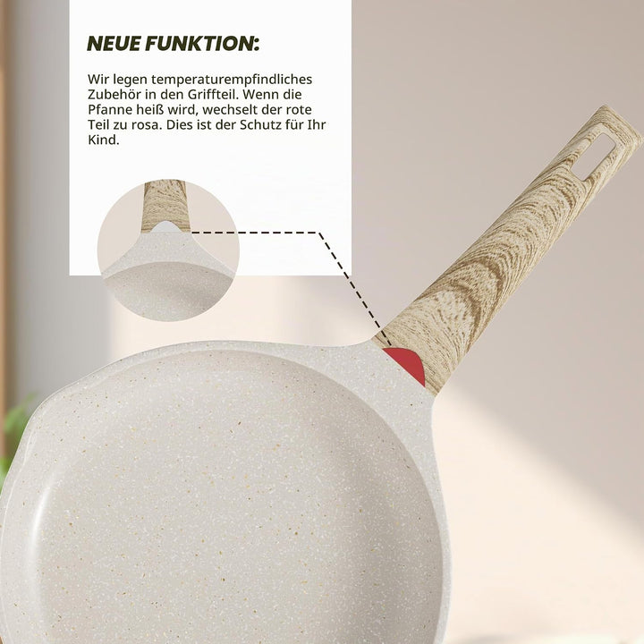 RIOVARM Induktion Bratpfannen Set Antihaft Pfannenset 20 cm 24 cm 28 cm Granit Omelett Pfanne ohne P