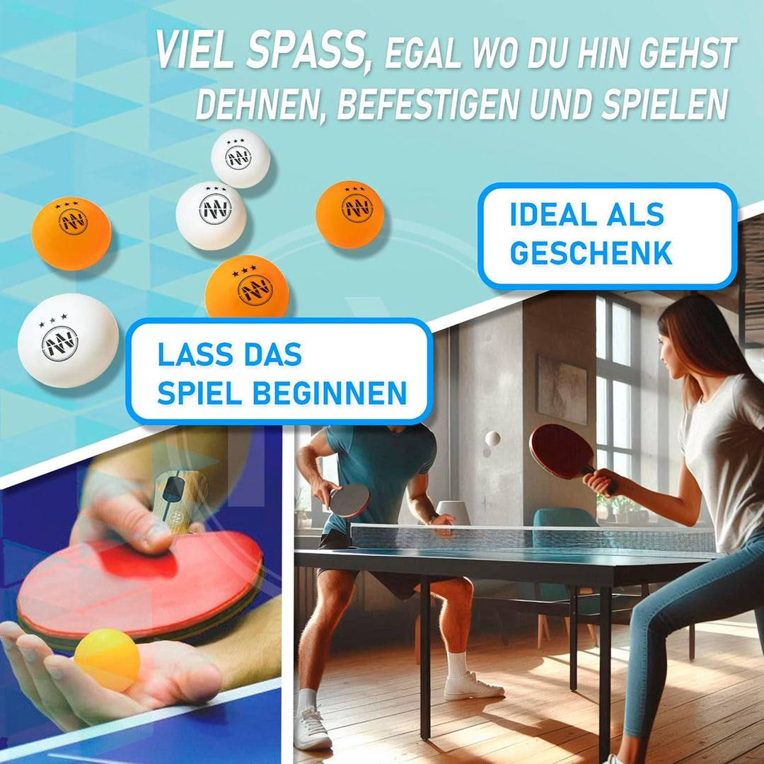 NIRBUN Tischtennisschläger Set mit ausziehbarem Netz, Tischtennisschläger Profi, 3-Sterne-Tischtenni