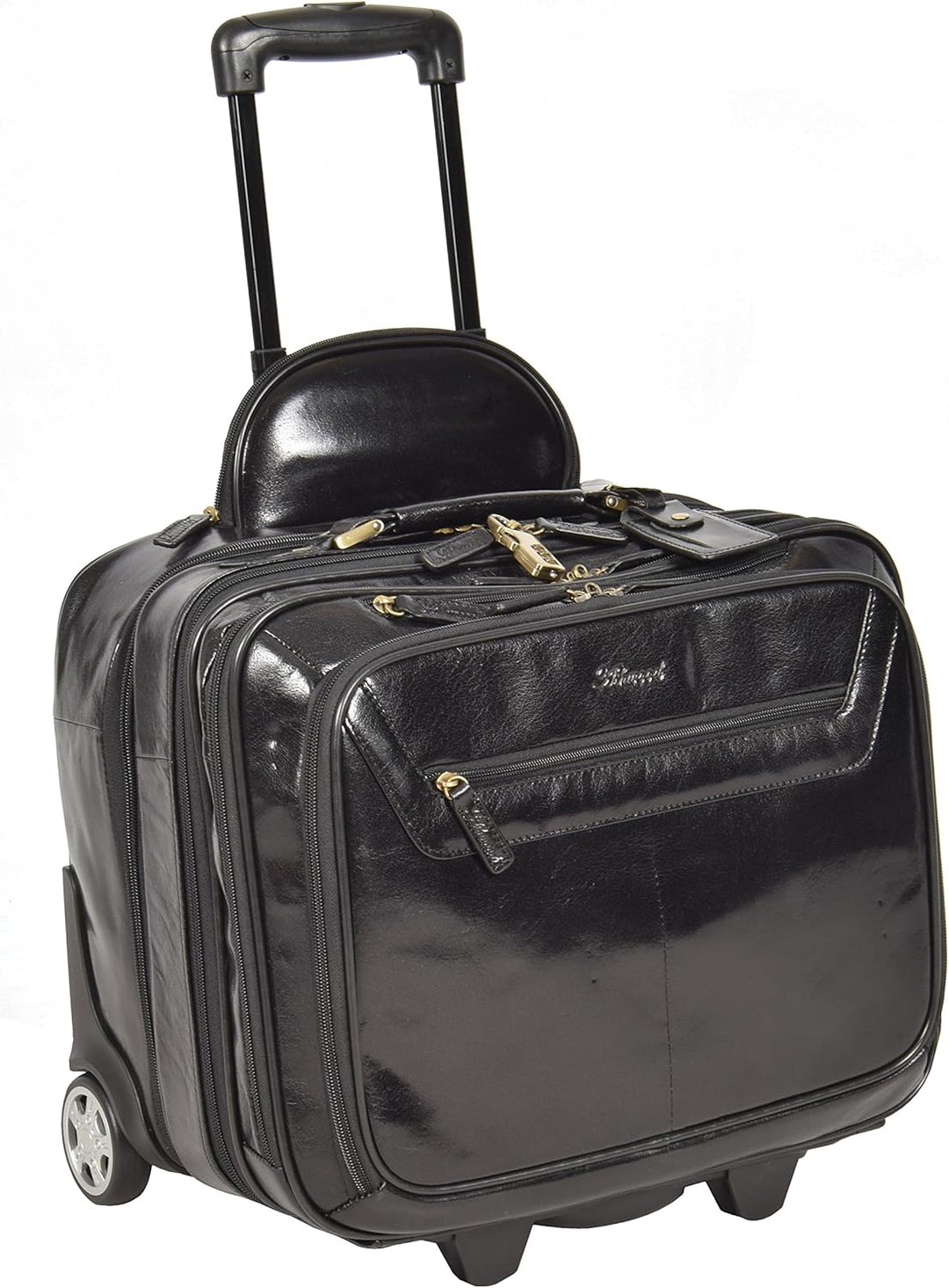 A1 FASHION GOODS Echtes Schwarz Leder Pilotenkoffer Trolley Laptop Geschäft Reise Wochenende Kabine