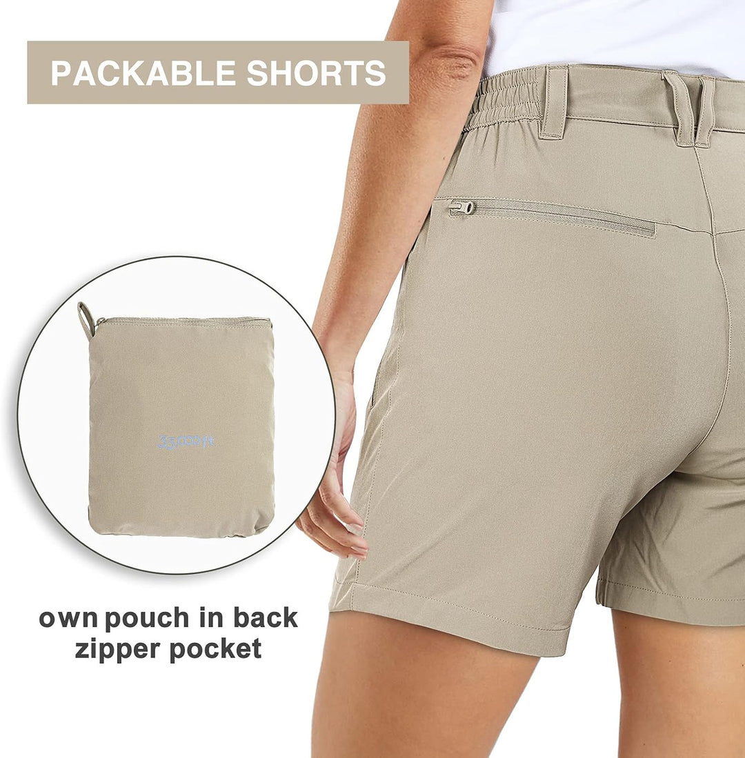 33,000ft Wanderhose Damen Kurz, Cargo Shorts Bermuda Stretch Leichte Laufshorts Sommer UPF50+ Kurze