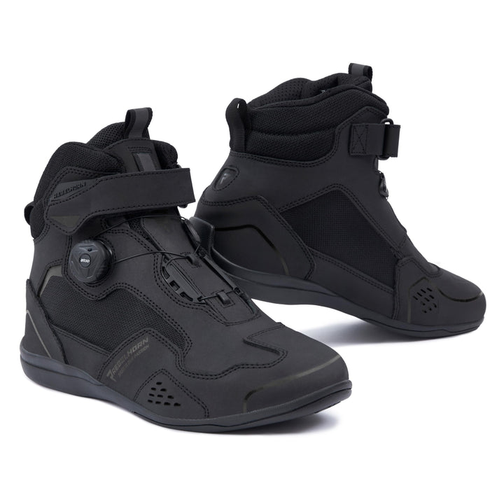 REBELHORN Spark II Motorradstiefel Damen und Herren | PU Leder | ATOP Schnell-Schnürsystem | Knöchel