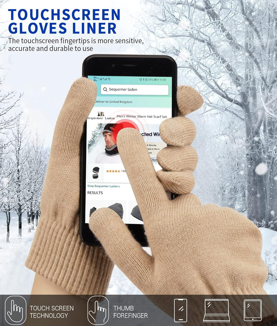 Bequemer Laden Damen Winter Warm Touchscreen Handschuhe Thermo Winterhandschuhe Kaschmir Strickhands