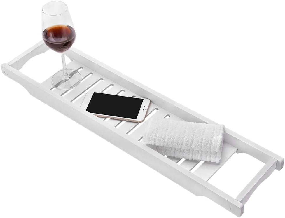 Badewannentablett Holz Badewannenablage Bad Tablett für Badewanne, 4.1 x 70.1 x 16.3 cm, Badablage W