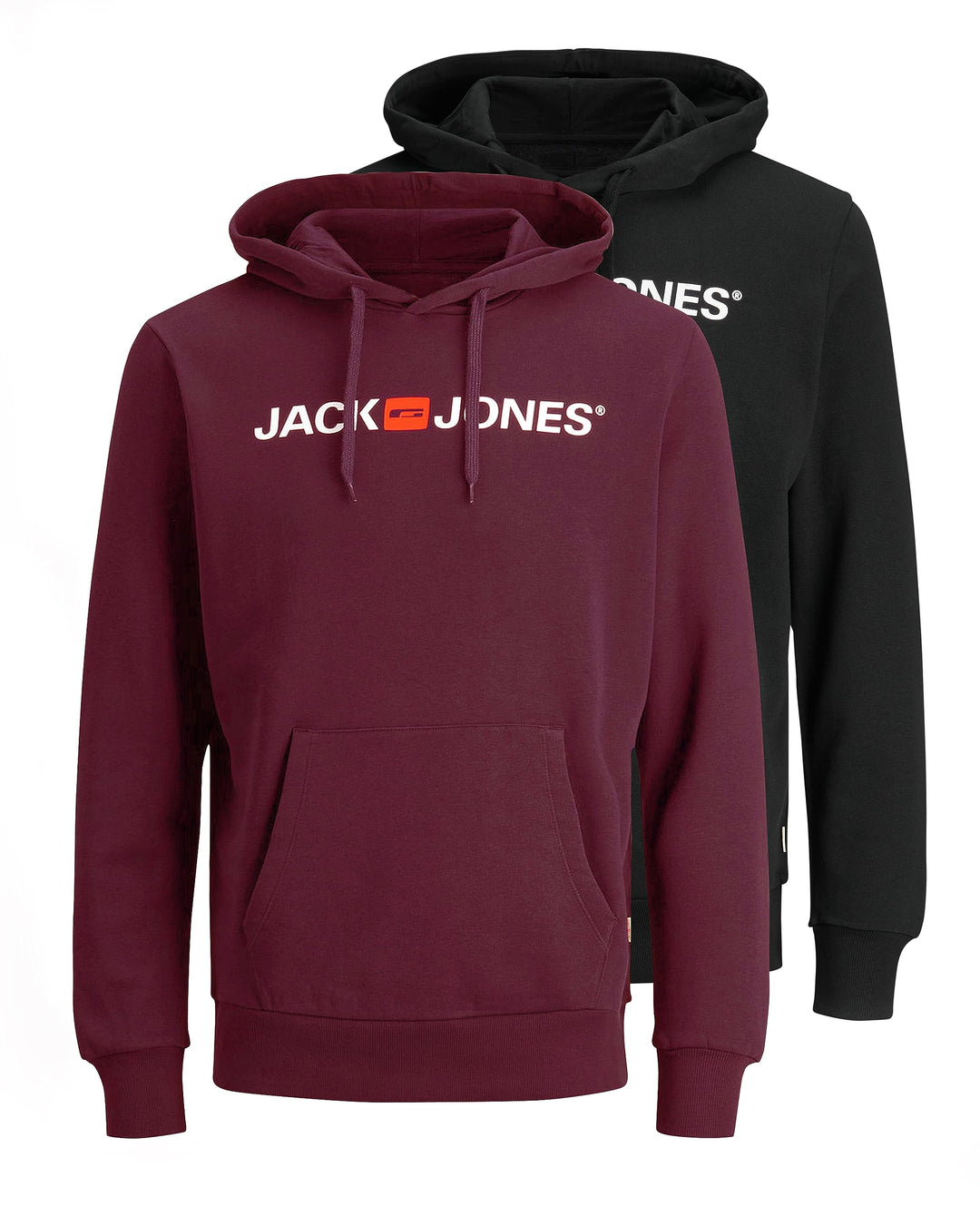 JACK & JONES Male Kapuzenpullover 2er-Pack Logo Kapuzenpullover S 1x Port Royale, 1x Schwarz, S 1x P