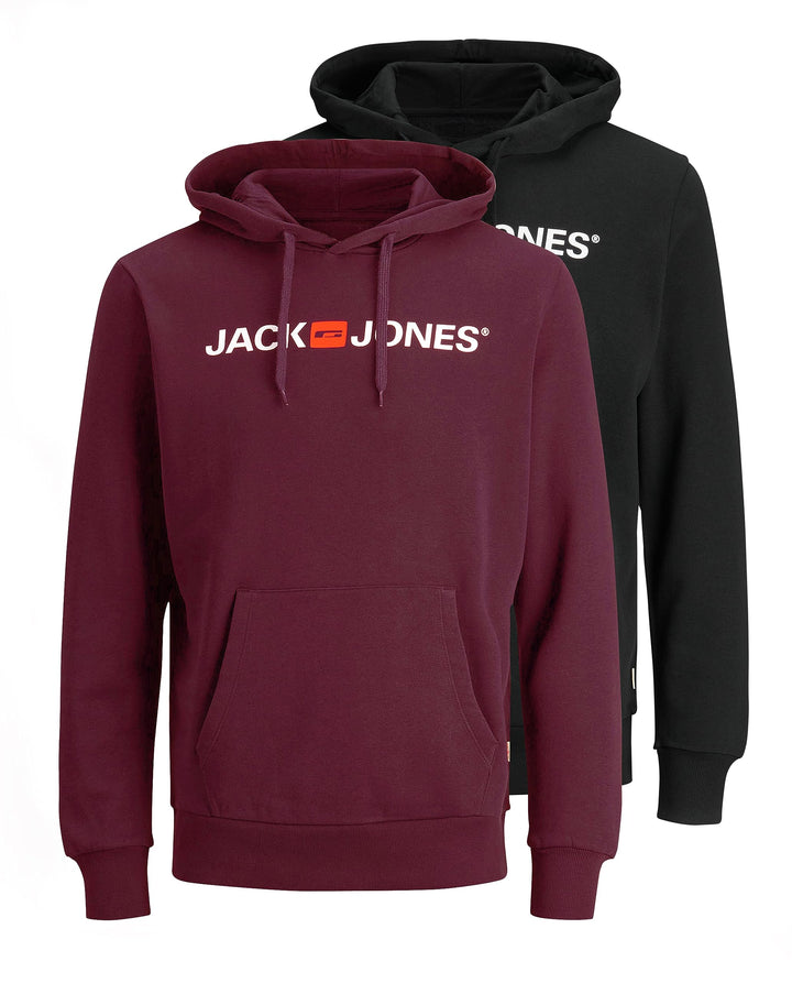 JACK & JONES Male Kapuzenpullover 2er-Pack Logo Kapuzenpullover S 1x Port Royale, 1x Schwarz, S 1x P