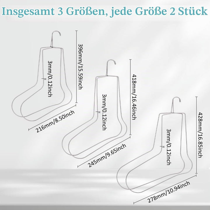 UNICRAFTALE 6 Stück 3 Grössen Sockenspanner Edelstahl Socken Trockenbügel Strick Sockenformer Metall
