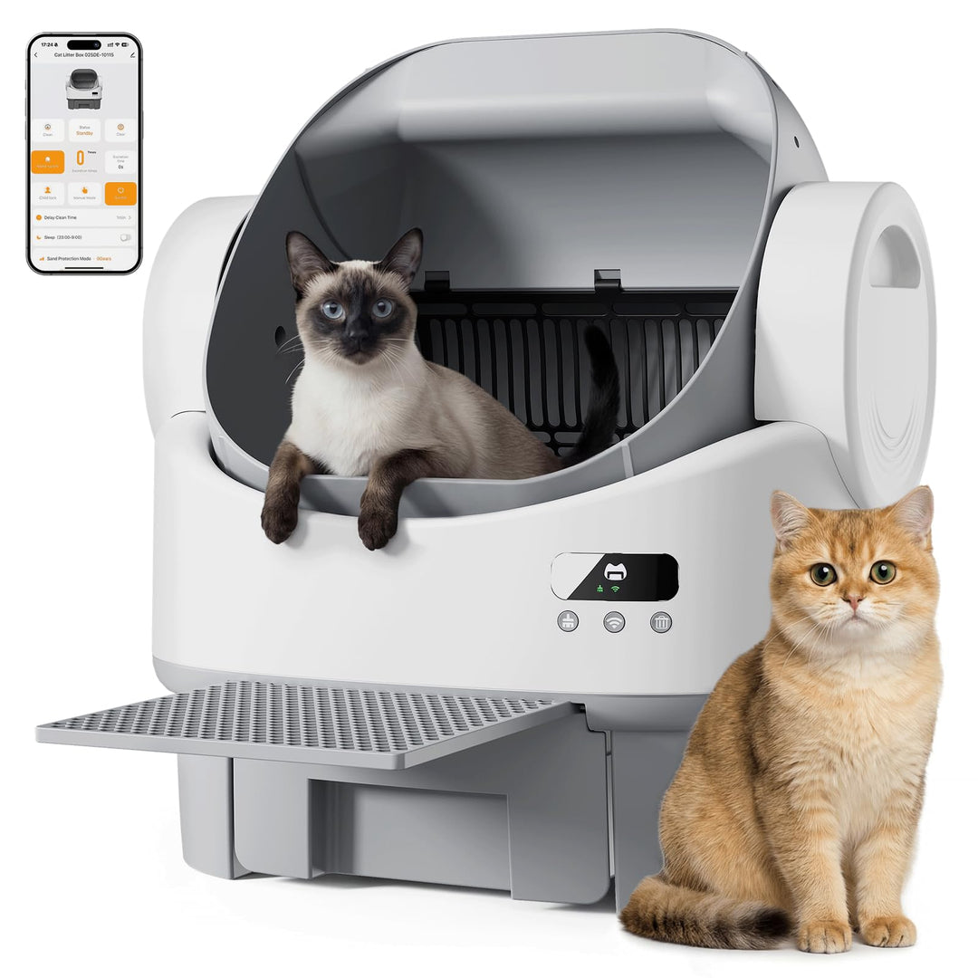 JUMMICO Elektrisches Katzenklo Selbstreinigend, 6 SicherheitsSensoren, XXL Halboffen, APP Steuerung,