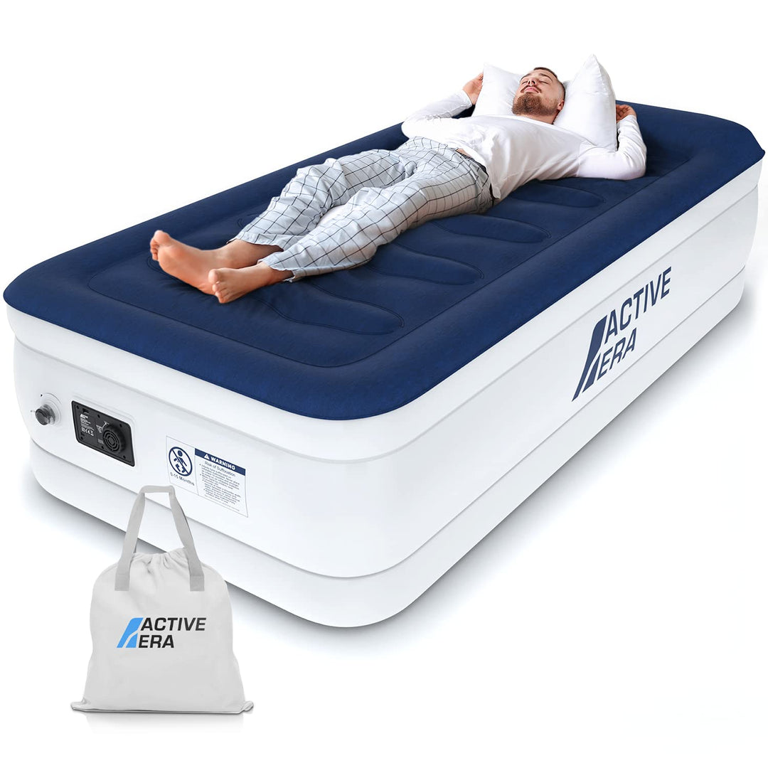 Active Era Luxus Einzel Luftbett – selbstaufblasendes, erhöhtes Einzelbett – Gästebett mit eingebaut