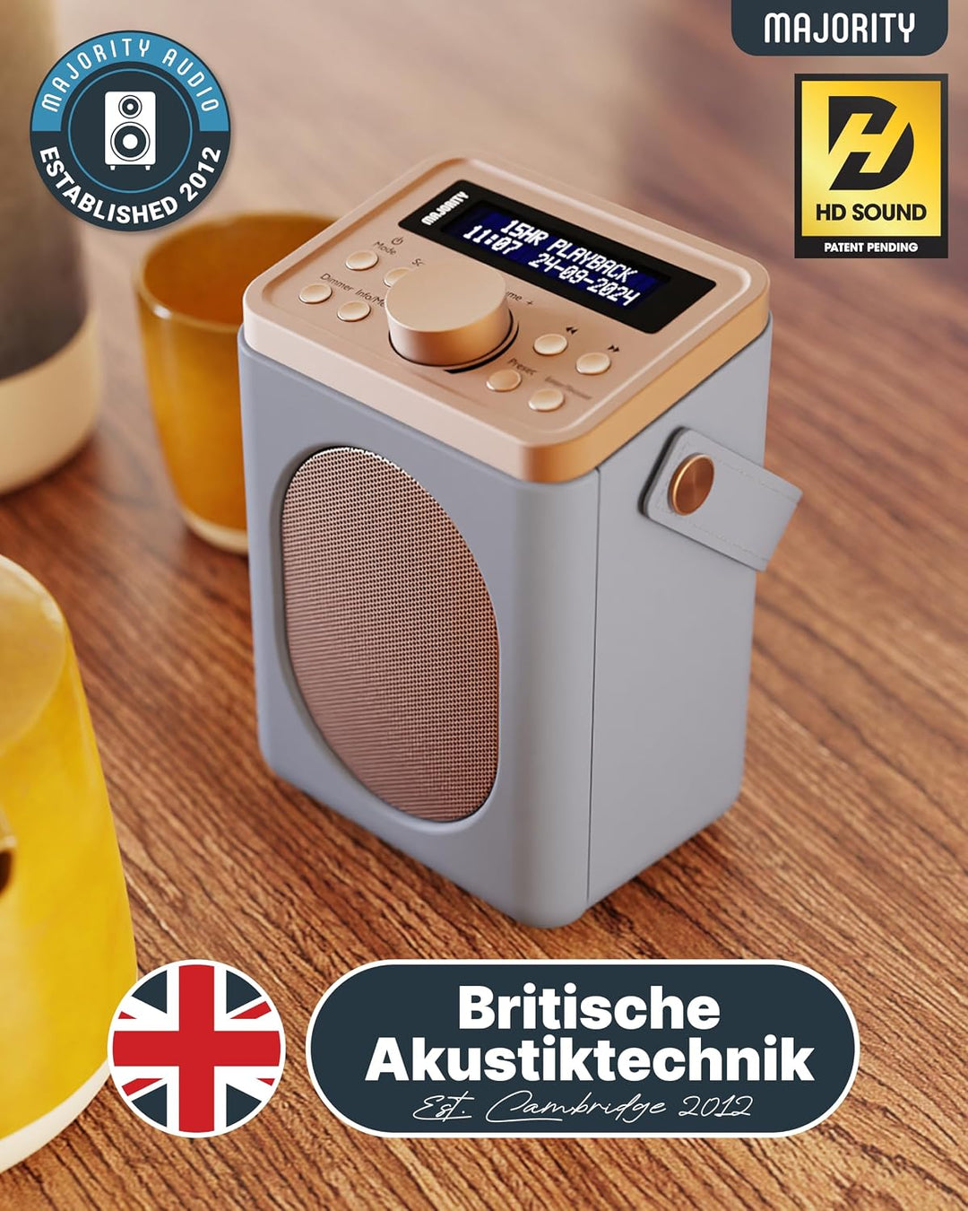 MAJORITY Little Shelford DAB Plus Radio | Küchenradio UKW mit Bluetooth | Radio Batteriebetrieben mi