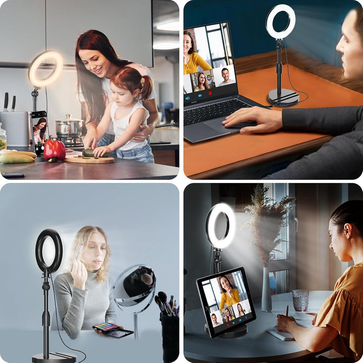 Schreibtisch-Ringlicht mit Teleskop-Ständer, Reise-Desktop-Hola-Licht für Telefon, Selfie, Laptop, Z