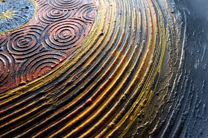 Monica Mirafiori I 100% HANDGEMALT I Gemälde Gold Rings 100x70cm | Gemälde Handgemalt | Acrylgemälde