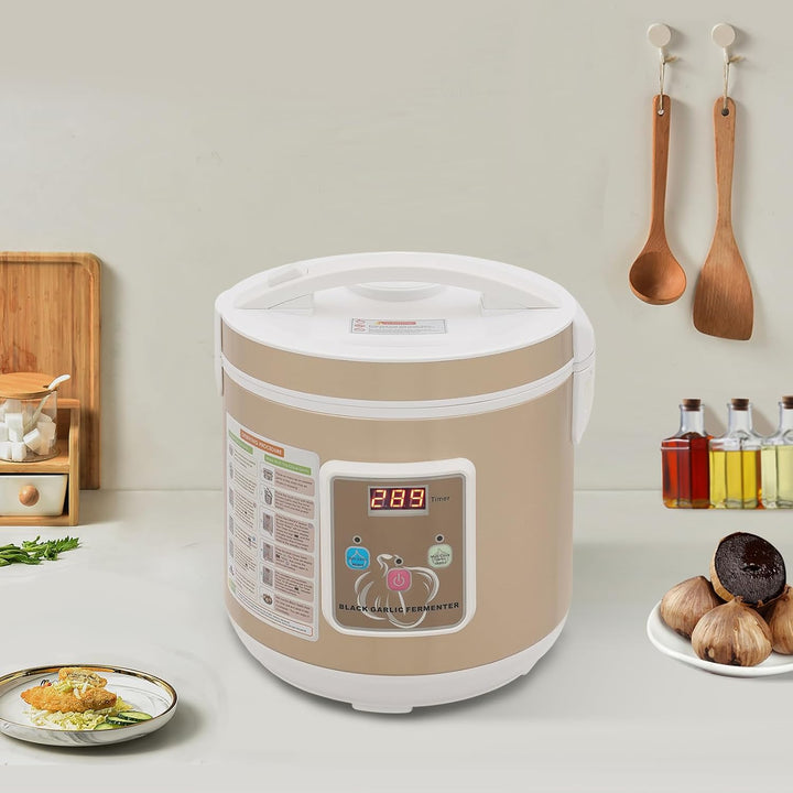 90W 6L Schwarzer Knoblauch Fermenter, Automatischer Gärtopf mit 360° Heizung, 12/15 Tage Programm, T