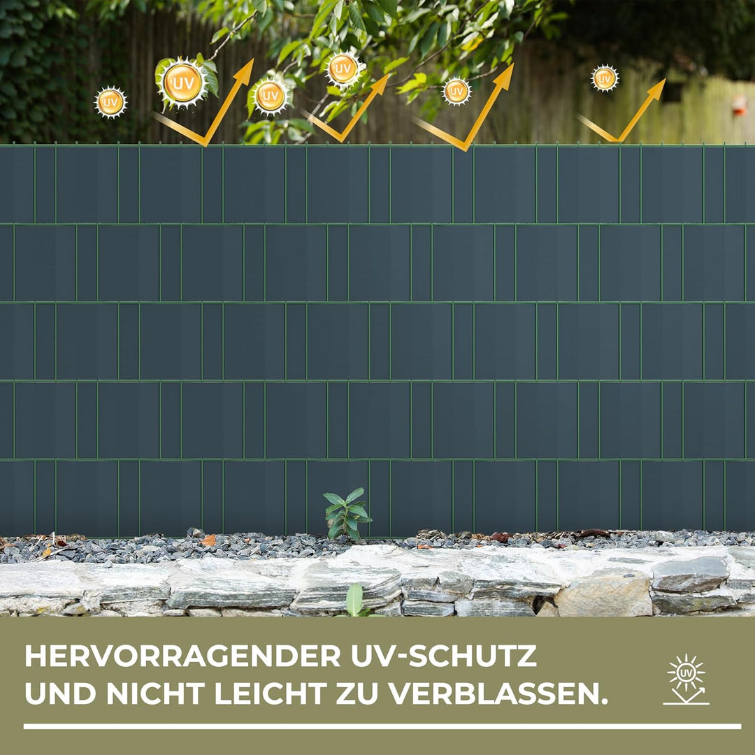 Sichtschutzstreifen Zaun inkl.20 Clips, PVC Sichtschutz Zaunfolie Doppelstabmatten für Gartenzaun (3