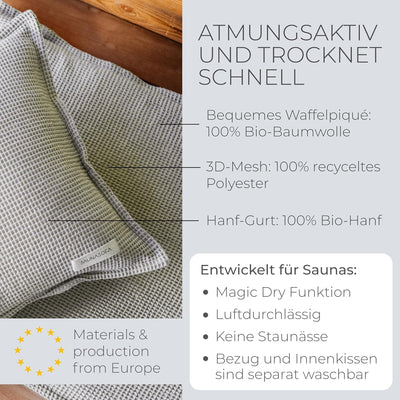 SAUNASOFA® von BADESOFA® | Extra bequeme Sauna-Matte mit Kissen | Einfacher Transport dank Tragegurt