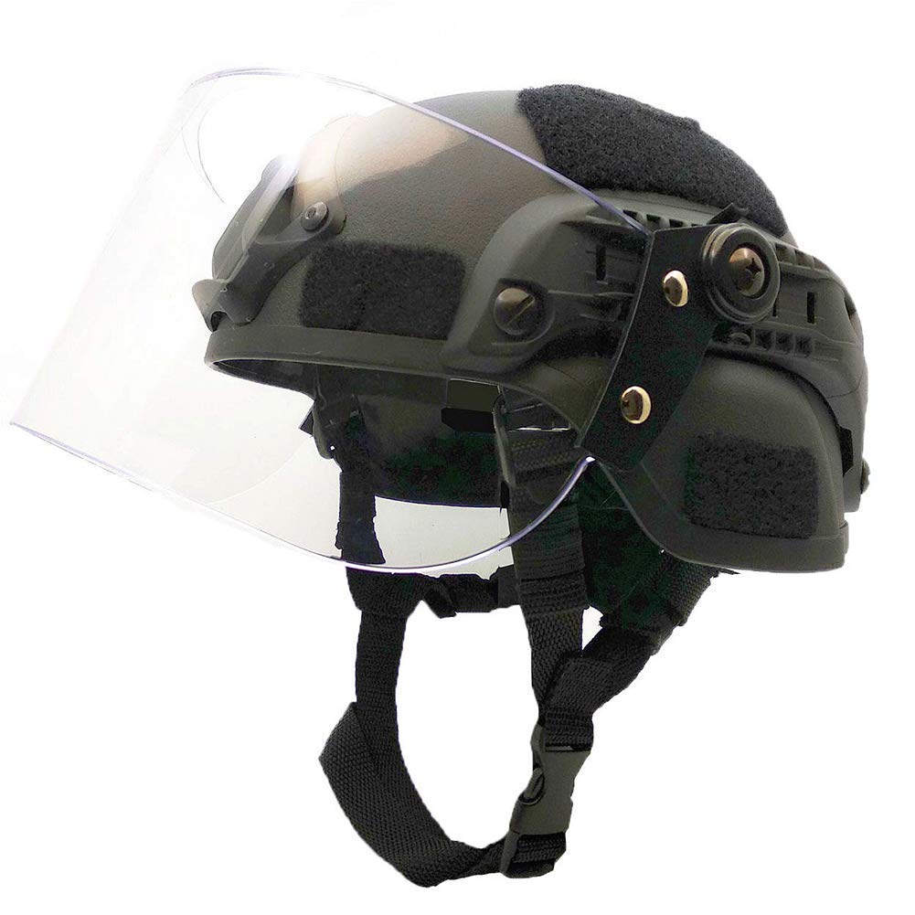 Tactical Area Airsoft Mich 2000 Quick Helm mit NVG Halterung und Schutzbrille. BK, BK