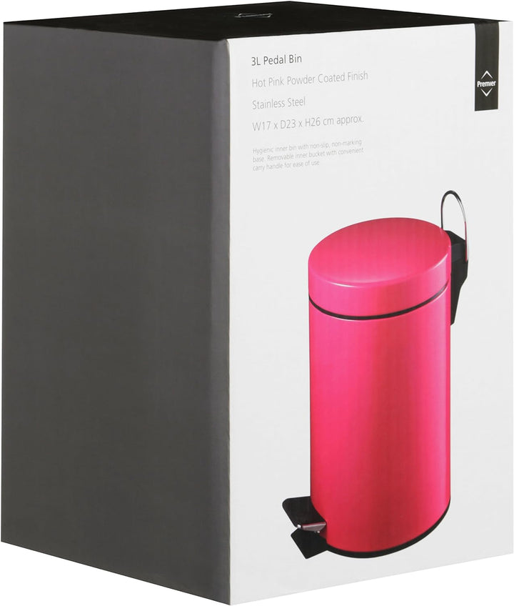 Premier Housewares Treteimer, 3 l, knallpink Hot Pink Treteimer, Hot Pink Treteimer