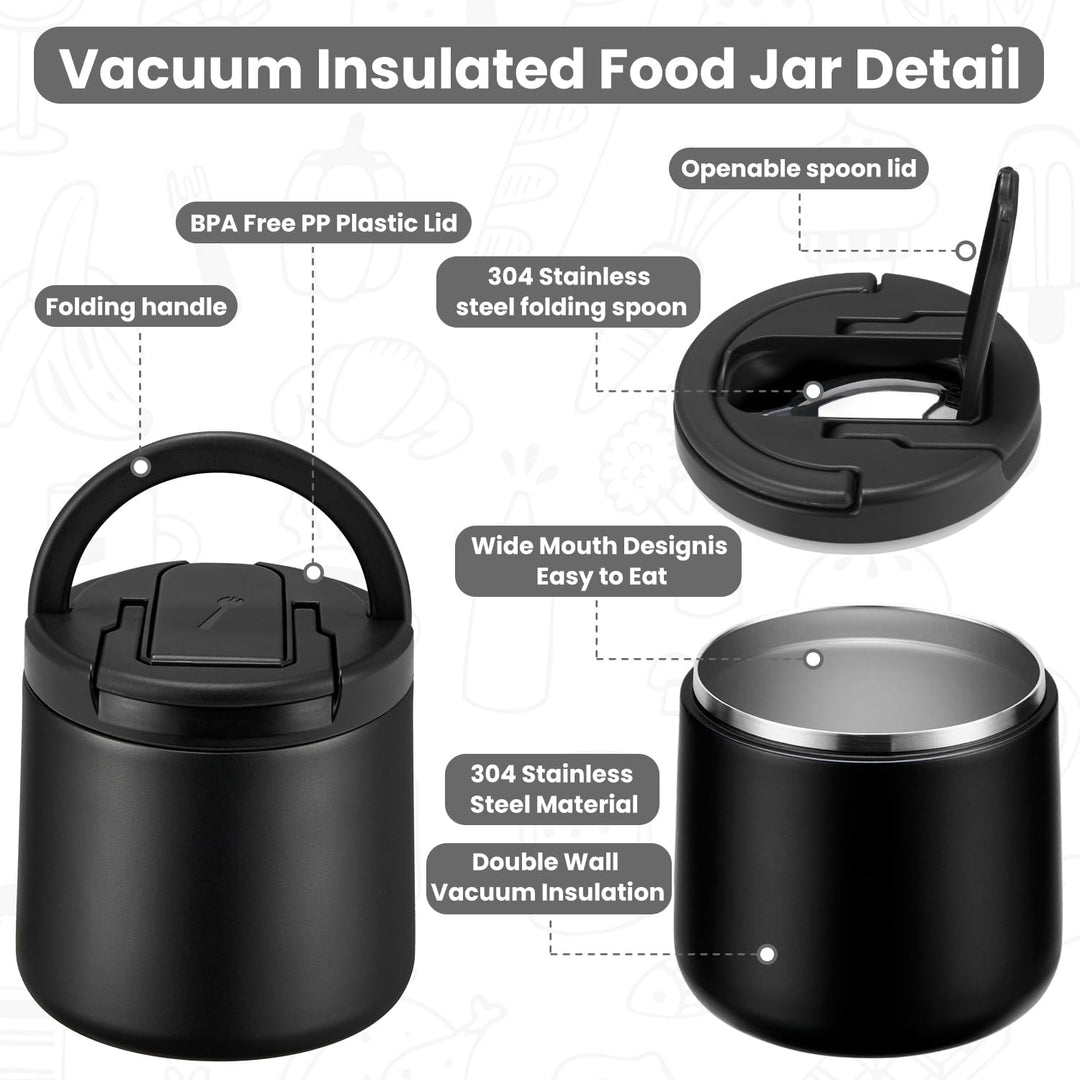 Itslife Thermobehälter für Essen 600ml, Warmhaltebehälter Essen Edelstahl mit Schnallendeckel und Lö