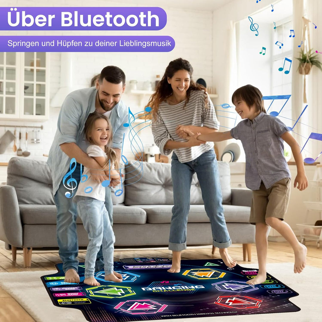 Tanzmatte für Kinder ab 3-12 Jahre, 2026 Musikmatte mit 6 LED-Lichtern&Bluetooth, 5 Modi, Tanzmatte