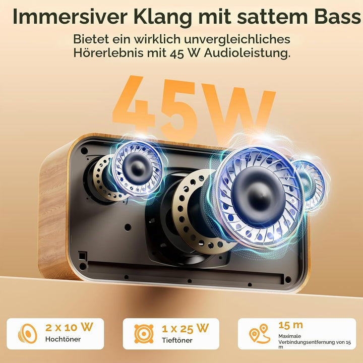 Retro Bluetooth Lautsprecher, Musikbox Bluetooth 45W Dual Lautsprecher | Bluetooth Speaker 5.3 Lauts