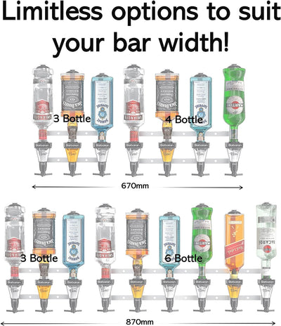 Barbarian Optics Mehrfach-Flaschenhalter, Wandhalter, für 4/6 Flaschen, für Hausbar, Schnaps, Wein,