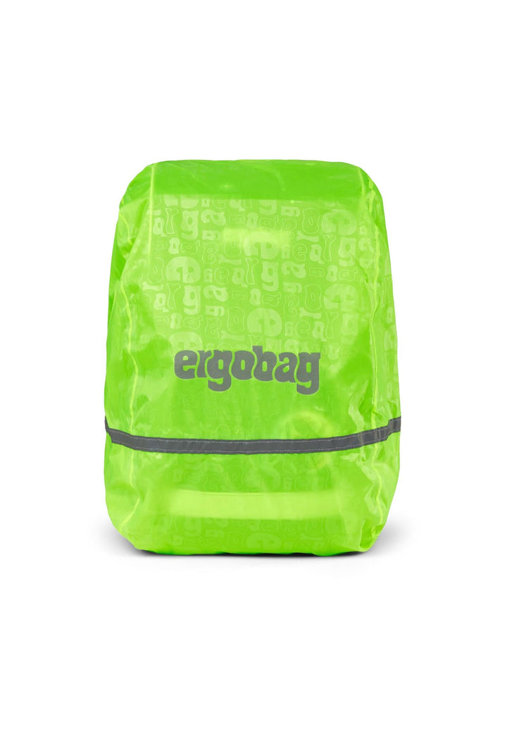 ergobag Regenschutz für Schulranzen und Rucksack, wasserdicht, mit Reflektoren und Gummizug Grün - H