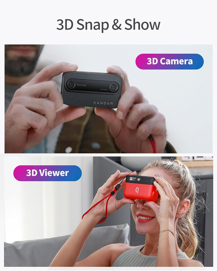 KanDao 3D Kamera, 3D Foto&Video Sofortbildkamera, Stereoskopische Kamera, 2.54" Touchscreen, Verwack