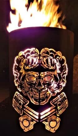 TiKo-Design® Feuertonne Feuerkorb mit Motiv – Lagerfeuertonne mit Motiv Skull – Verleihen Sie Ihrem