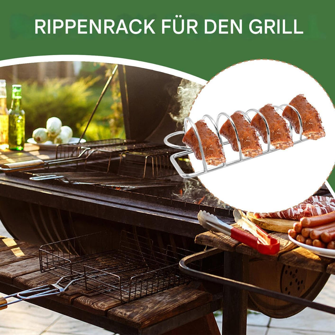 Eoixuqba Rippenhalter | Grosser Rippchenhalter - Edelstahl Antihaft Grillzubehör für Heissluftfritte