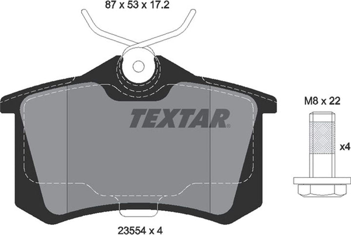 TEXTAR BREMSSCHEIBEN 253mm + BELÄGE HINTEN NUR für PR-Nr= 1KD, 1KQ, 1ZF