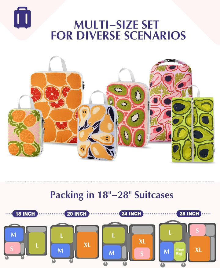 Gonex Compression Packing Cubes 6er Set, Gonex Kleidertaschen 6-teilig Verpackungswürfel, Kleidertas